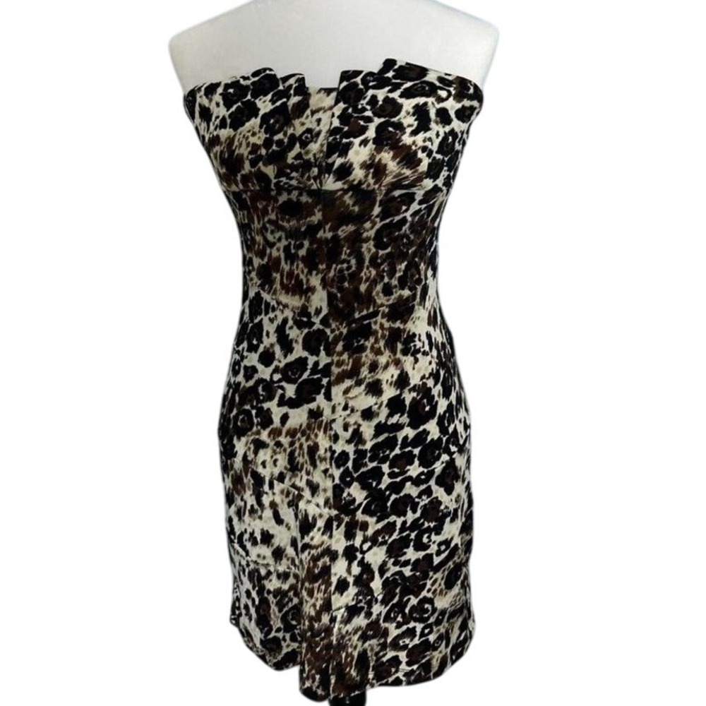 Wishes Strapless Leopard Animal Print Bodycon Mini‎ Party Dress Size M